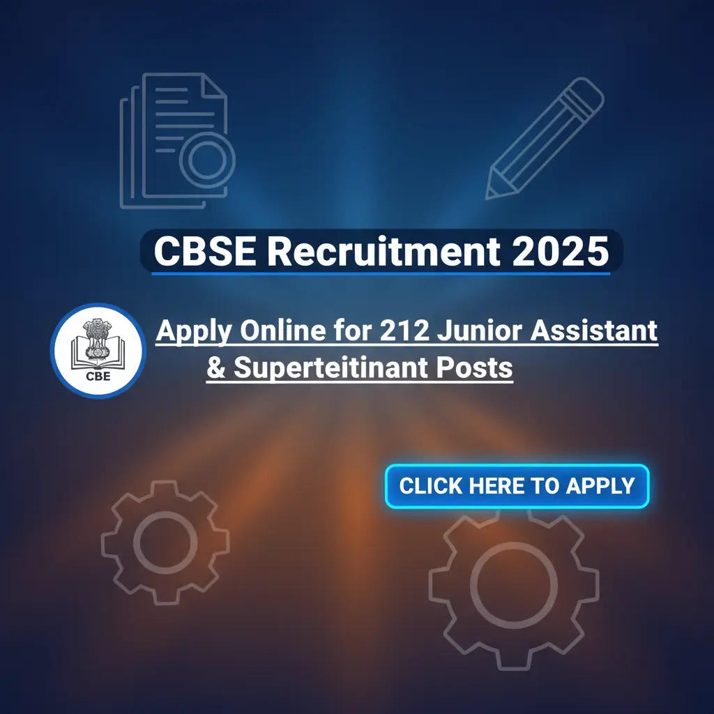 CBSE Recruitment 2025 - Apply Online for 212 Junior Assistant & Superintendent Posts